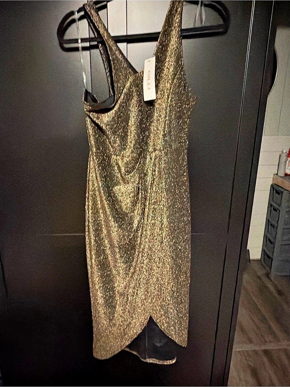 GILLII Metallic Mini Dress NWT in Brown